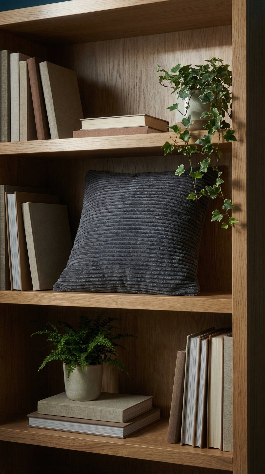 AI product shot of Mørk Grå Stribet Velour