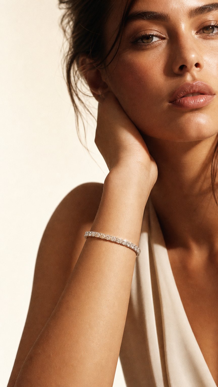 AI product shot of NATURAL WHITE DIAMOND TENNIS BRACELET