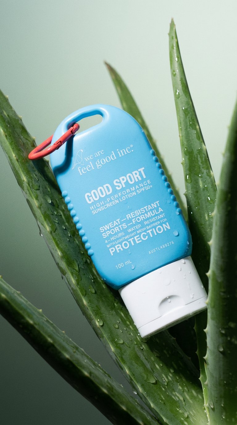 AI product shot of Good Sport High-Performance Sunscreen Lotion SPF50+