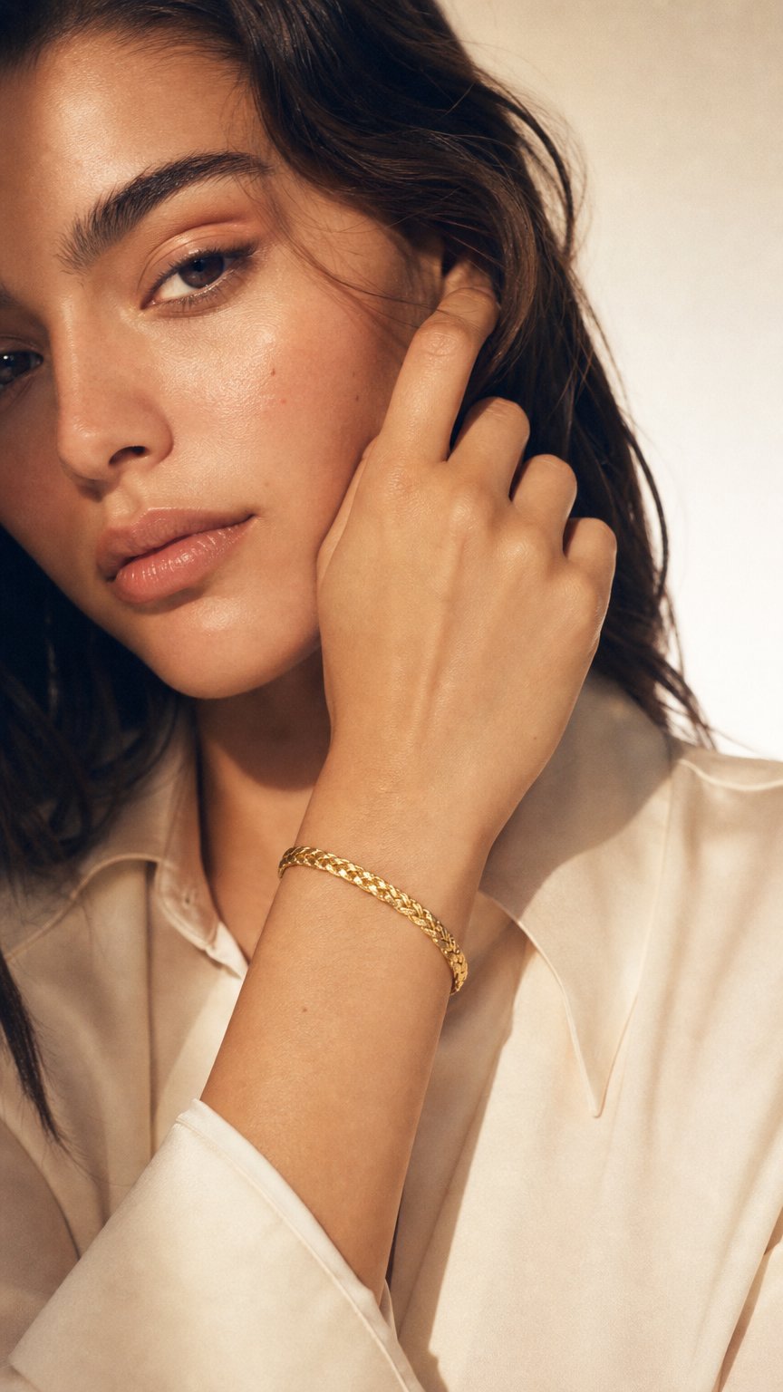 AI product shot of 6mm Gold Plated Double Sided Snake Skin Bracelet