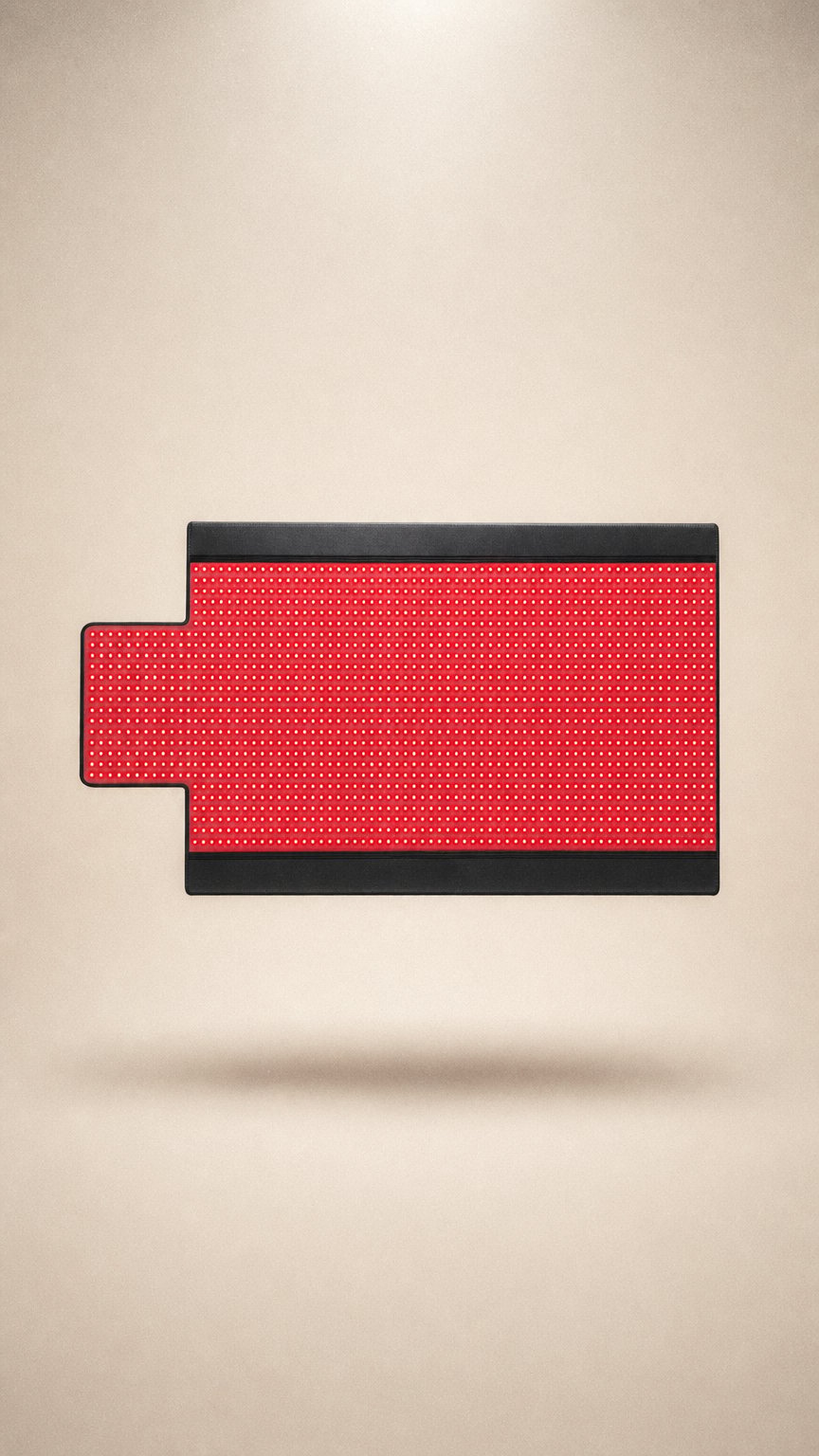 AI product shot of 2026 New 73“ x 33” Full Body Red Light Therapy Mat for Body Pain Relief Premium Leather 1370 Dual Wavelength LEDs Adjustable Timer & Intensity Black