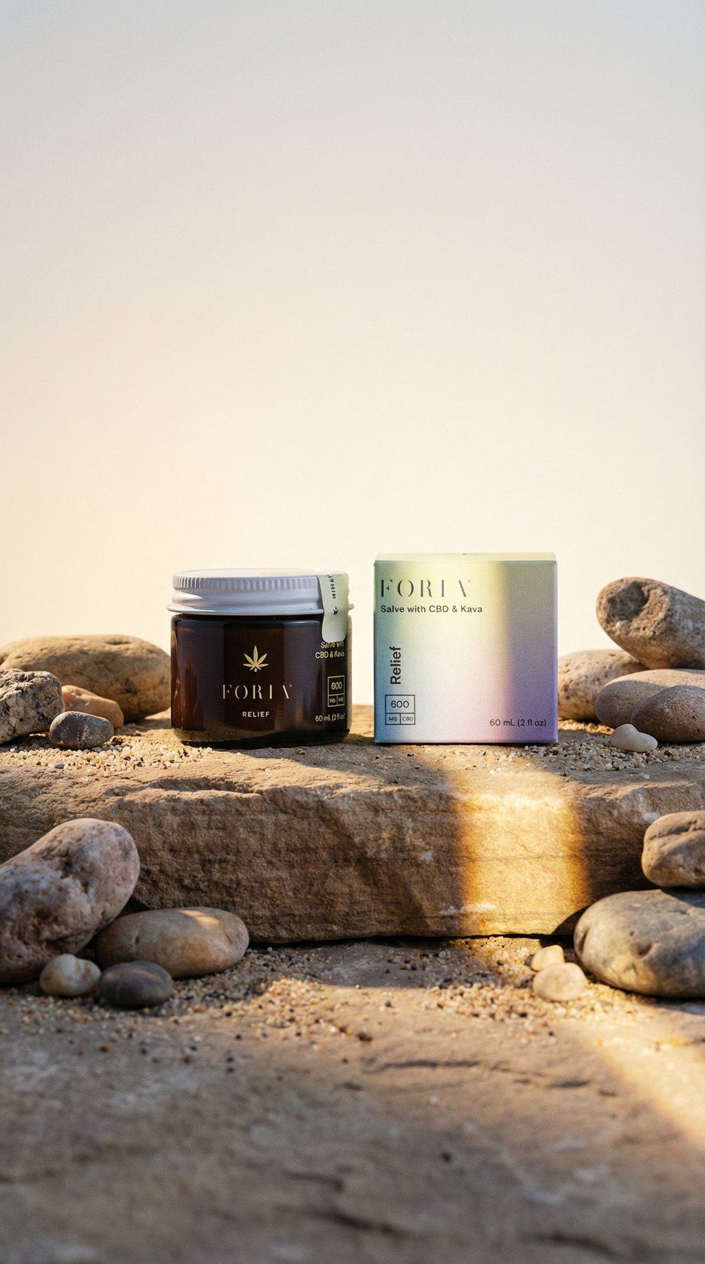 AI product shot of Relief Salve with CBD & Kava