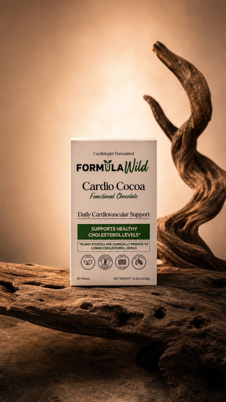 AI product shot of Cardio Cocoa Functional Chocolate