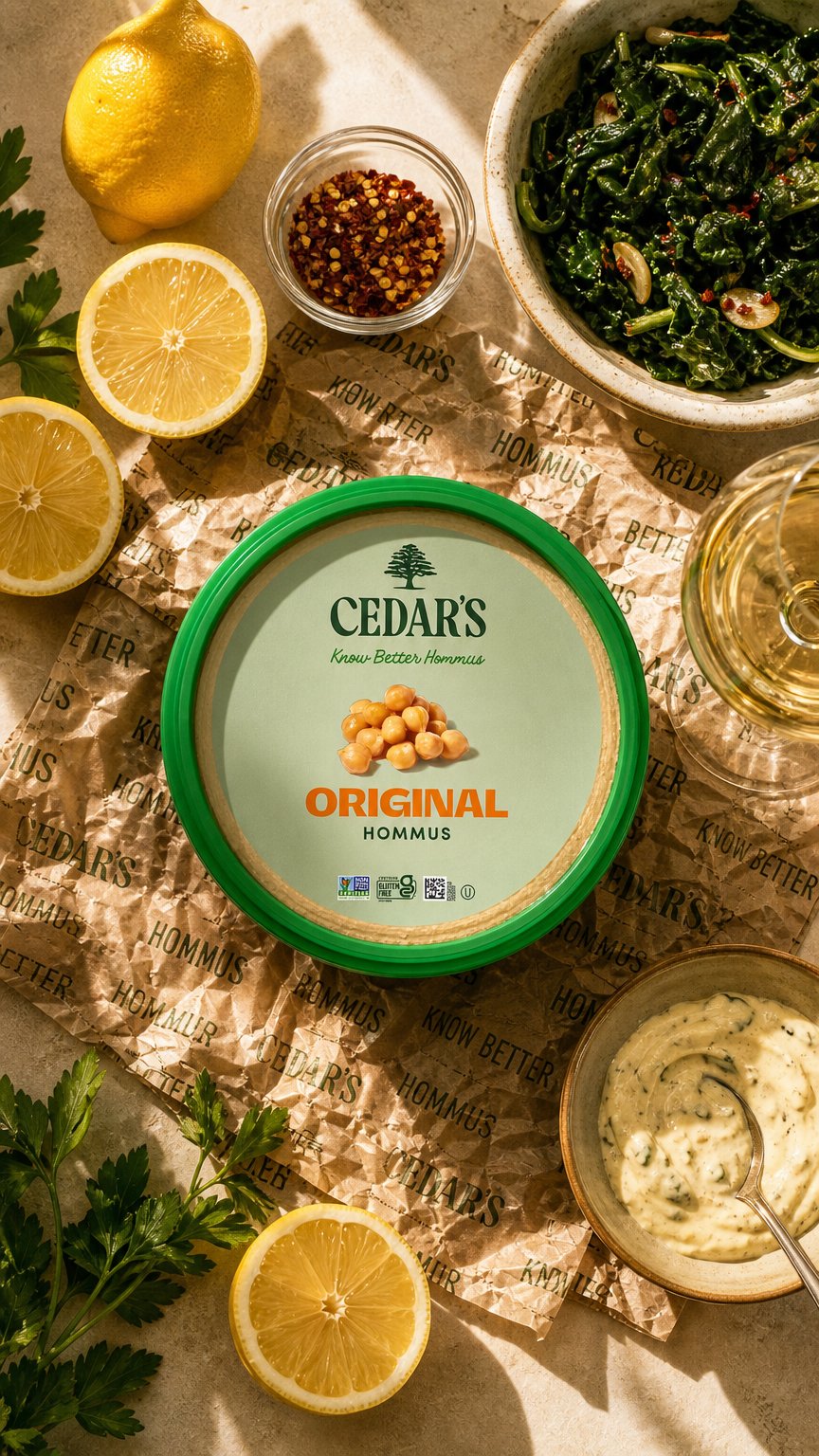 AI product shot of Cedar's The Original Hommus™