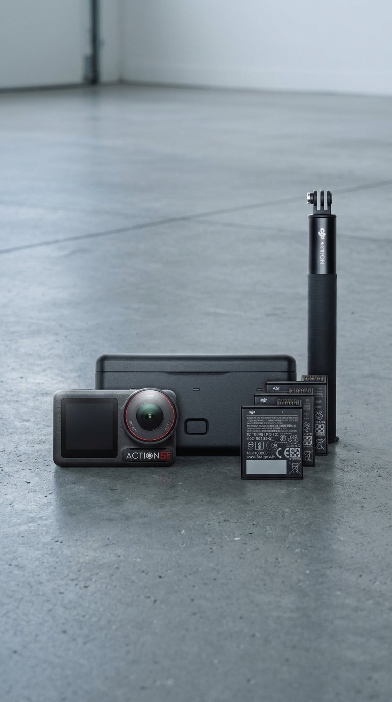 AI product shot of DJI Osmo Action 5 Pro Adventure Combo