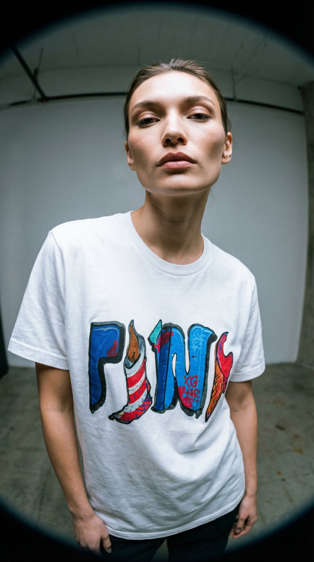 AI product shot of VIBRANT MELT STREETWEAR GRAPHIC TEE