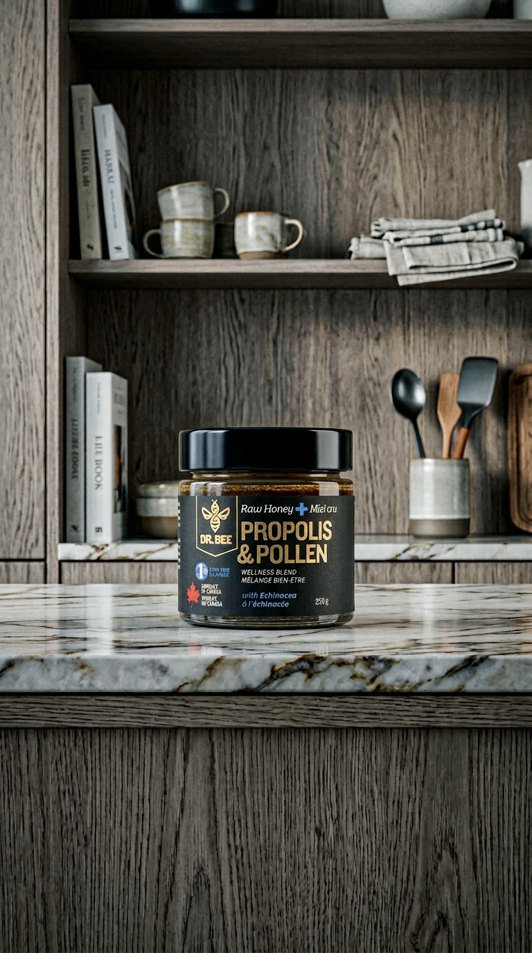 AI product shot of Raw Honey+ Wellness Blend
