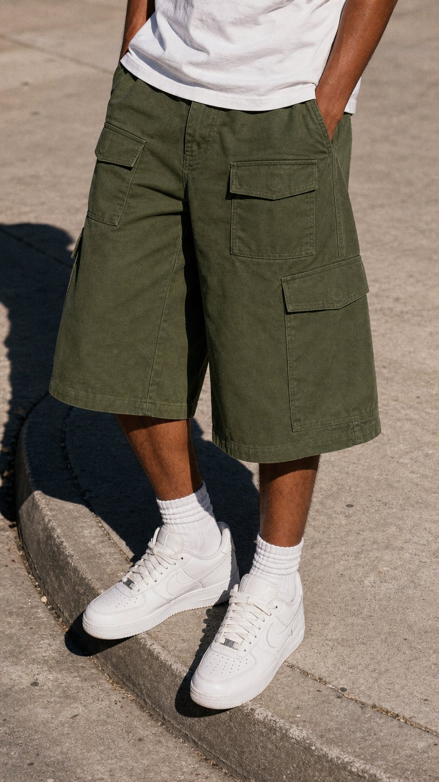 AI product shot of MILITARY FRONT POCKET CARGOS
