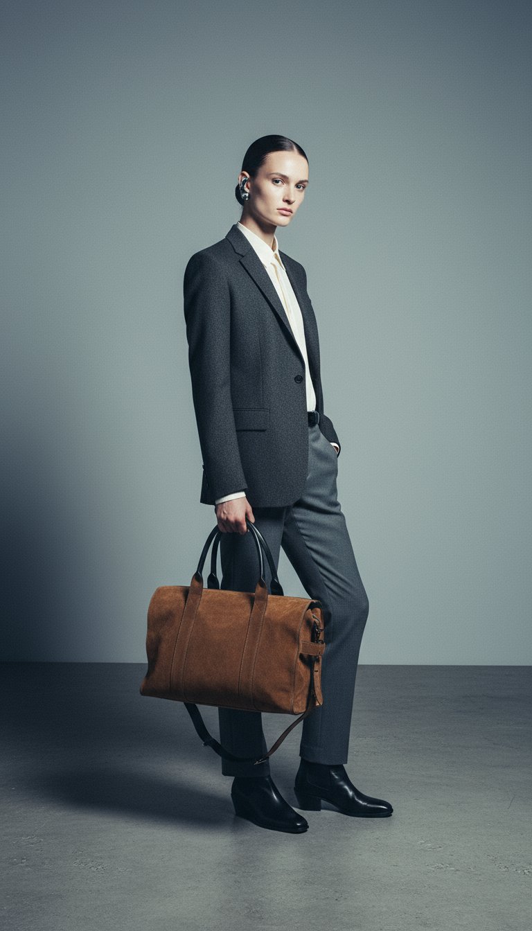 AI product shot of The Suede Dakota Tote Bag