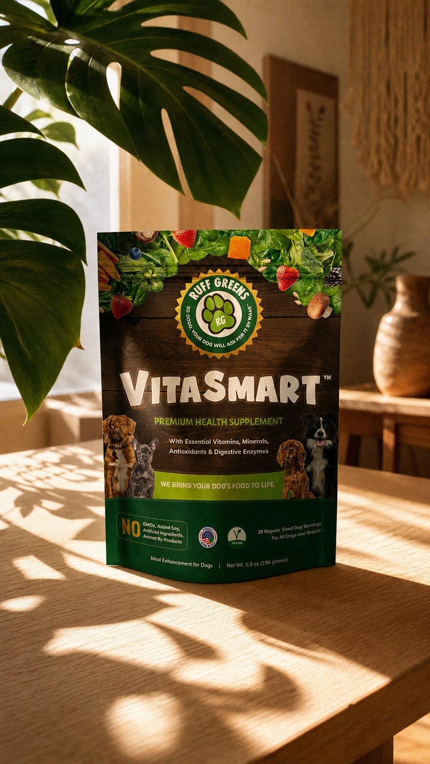 AI product shot of Ruff Greens, VitaSmart