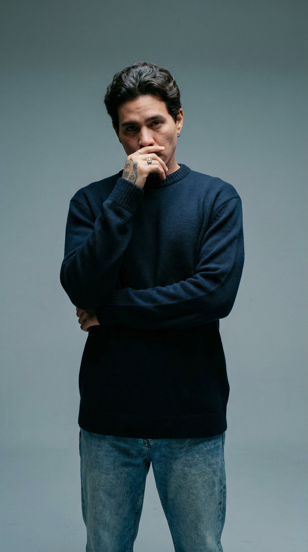 AI product shot of Russell Knit Sweater - Navy