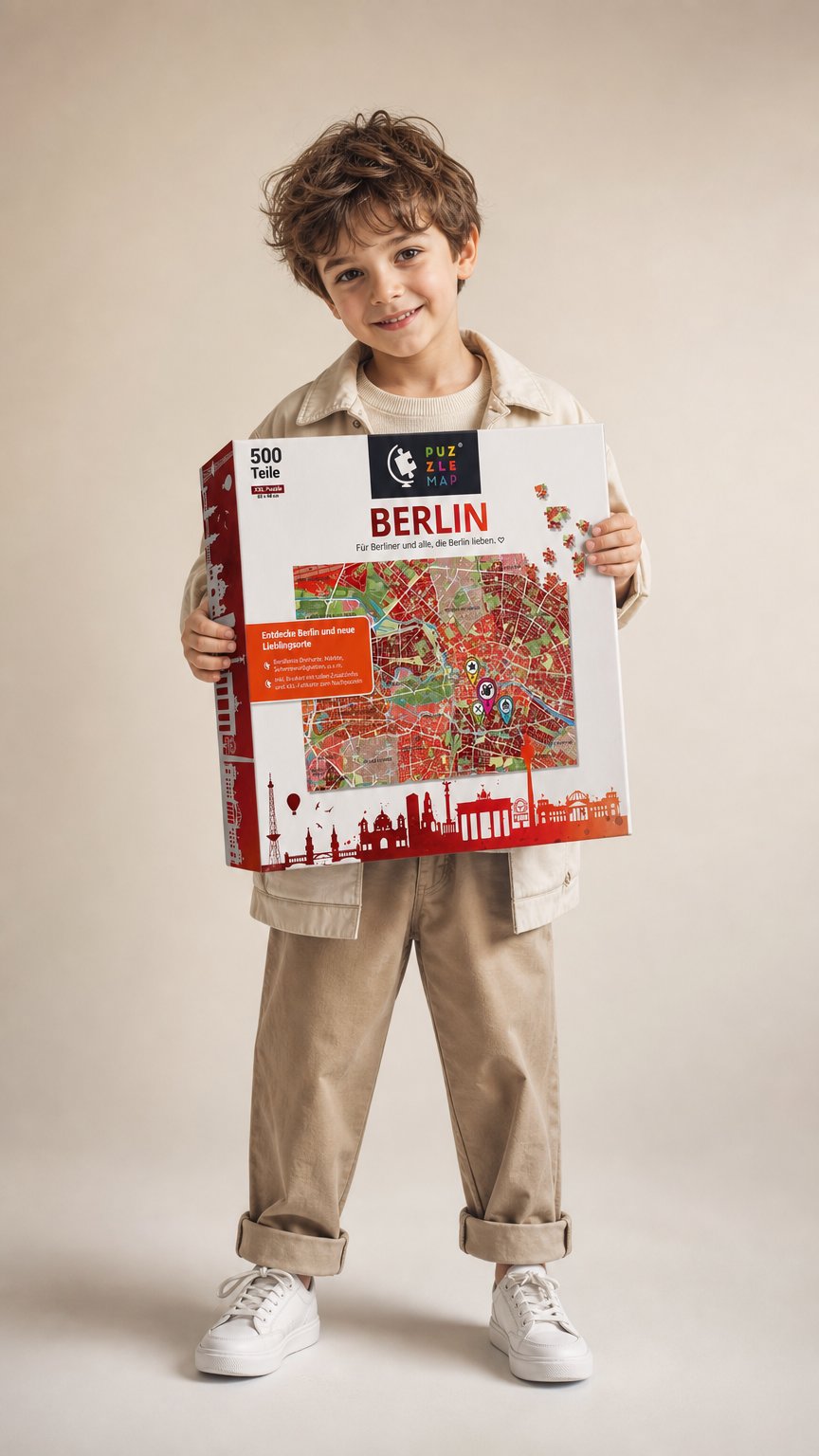 AI product shot of PuzzleMap Berlin - 500 Teile Stadtplan Puzzle