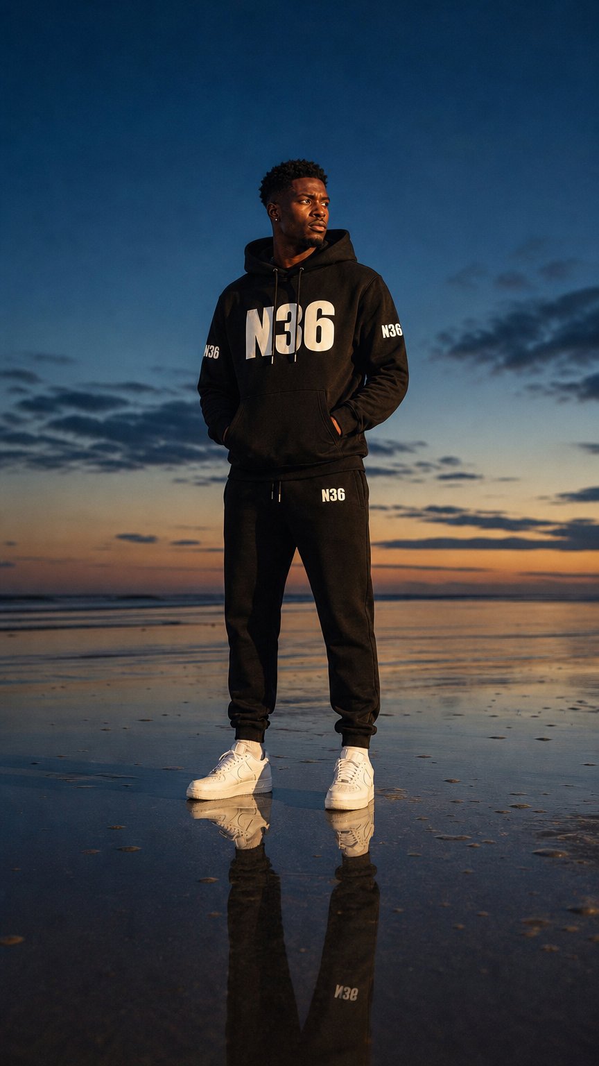 AI product shot of N36 Unity Unisex Hoodie & Trackpants Set