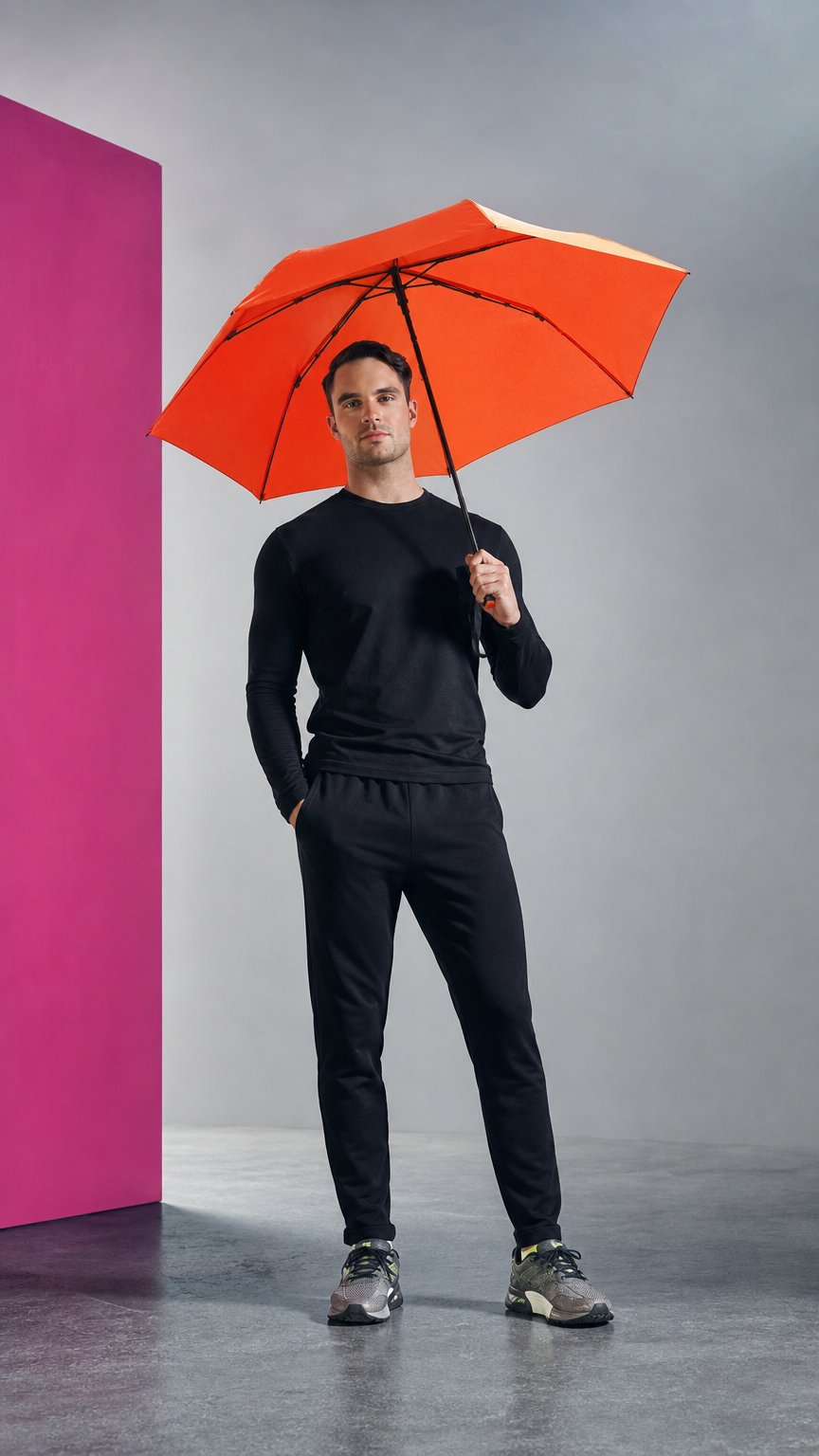 AI product shot of Knirps X4U Ultra-Light Compact Umbrella with Dry Case®