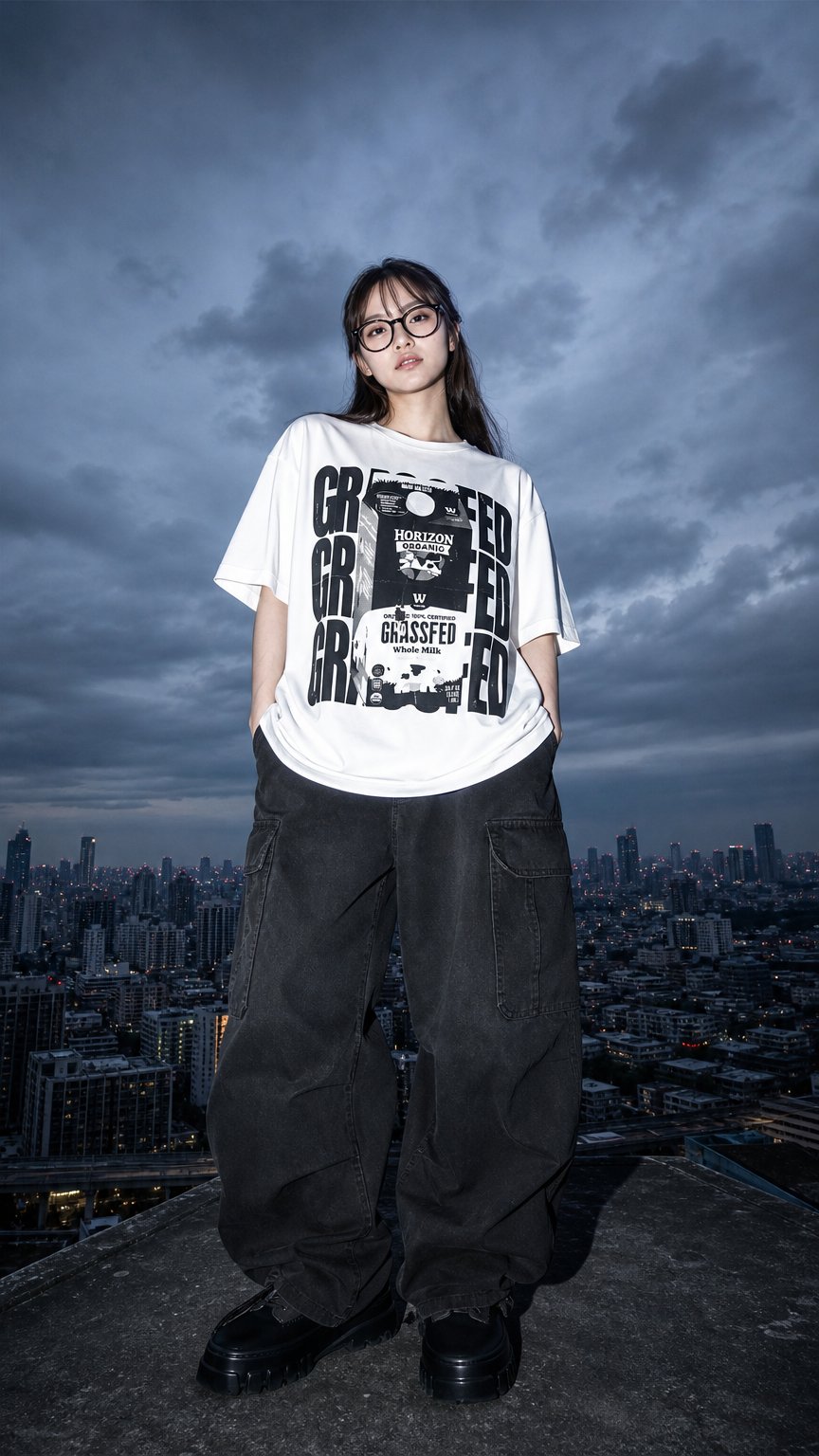 AI product shot of 超營養牛奶短袖上衣 Mily Girl