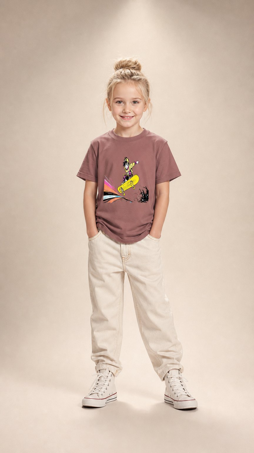 AI product shot of Cool Skateboard Anime T-Shirt, Manga Street Style Character, Ride Your Own Wave