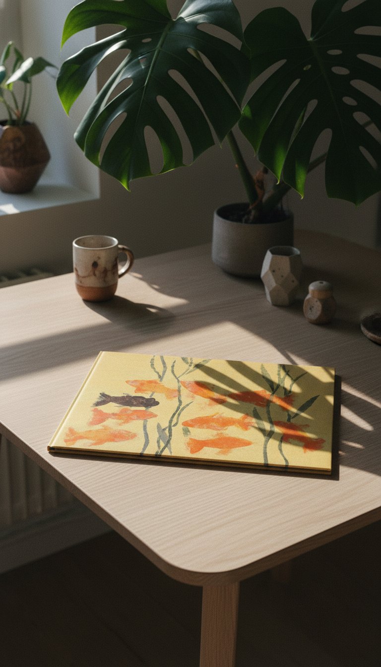 AI product shot of 8 Goldfish And 1 Black