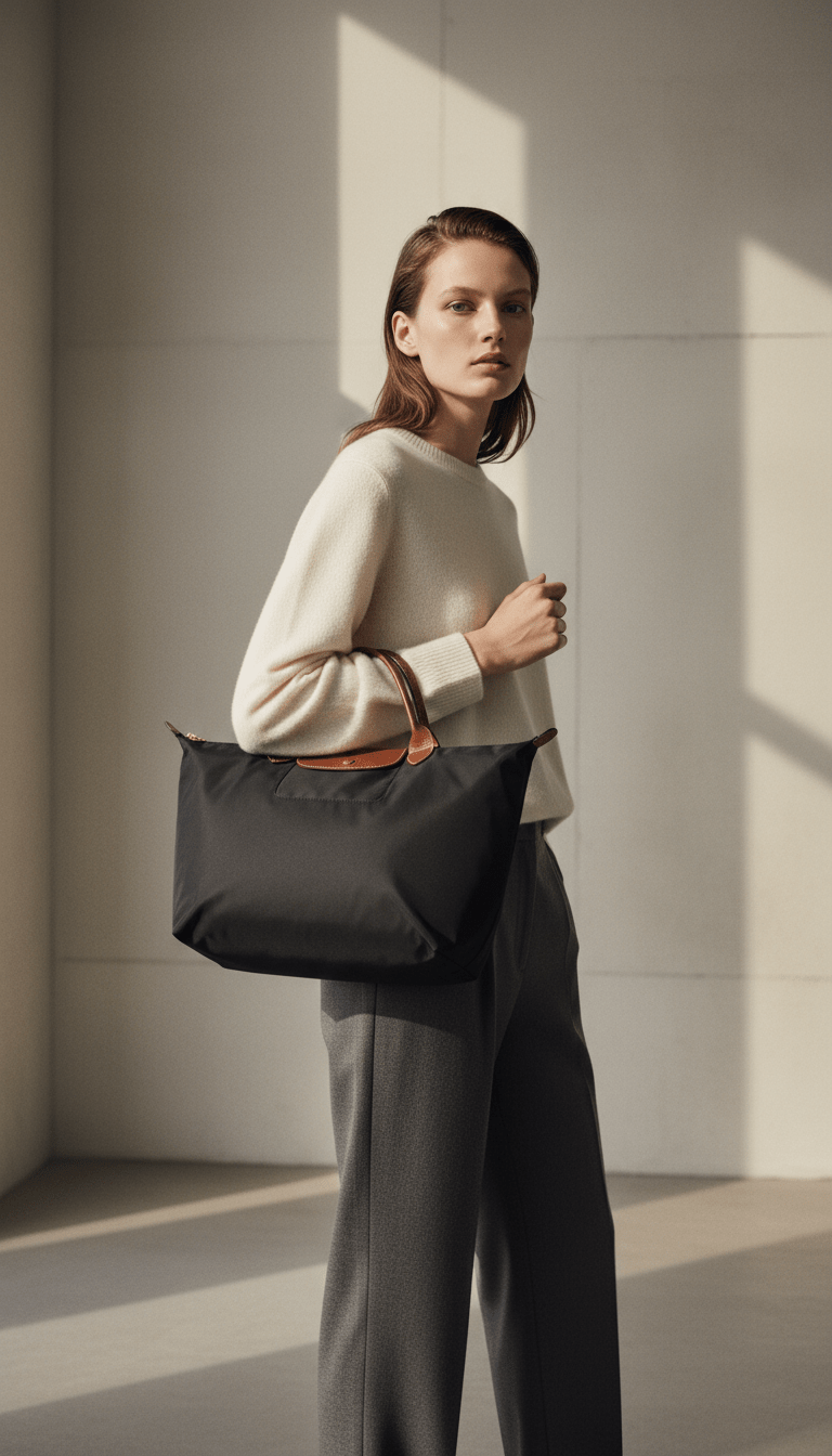 AI product shot of Longchamp Le Pliage Original Large Shoulder Bag