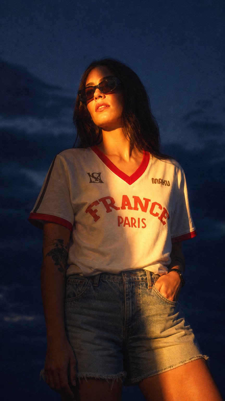 AI product shot of Maku | France V-neck Tee