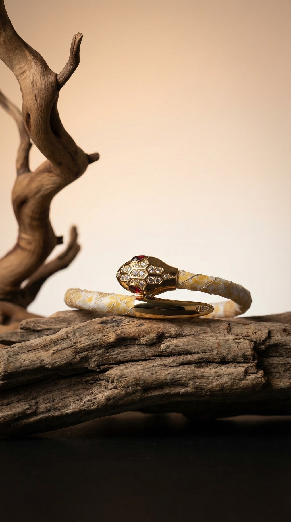 AI product shot of Yellow Shimmer Gold Serpent