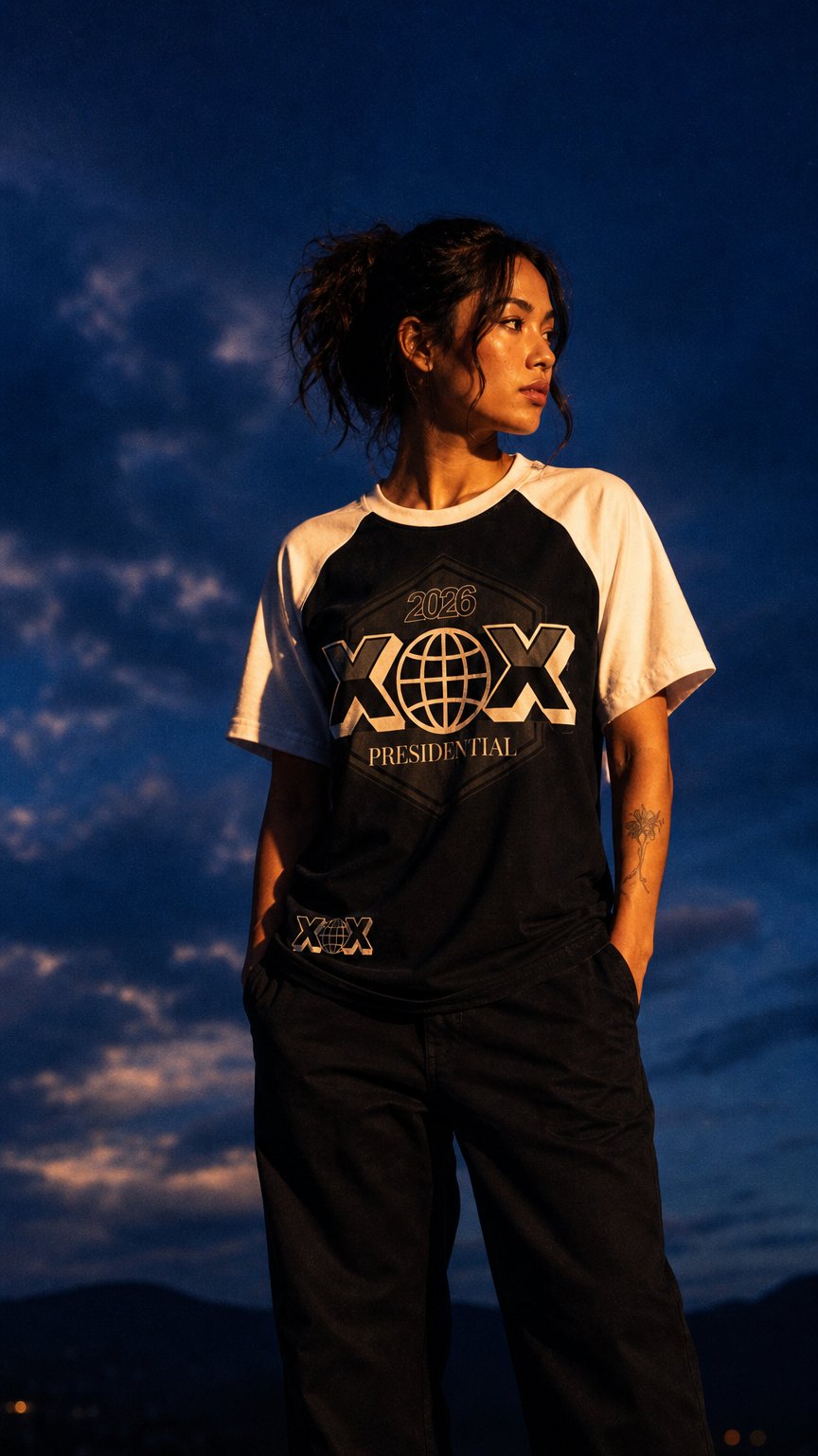 AI product shot of XOX - Presidential Raglan Sleeve T-Shirt