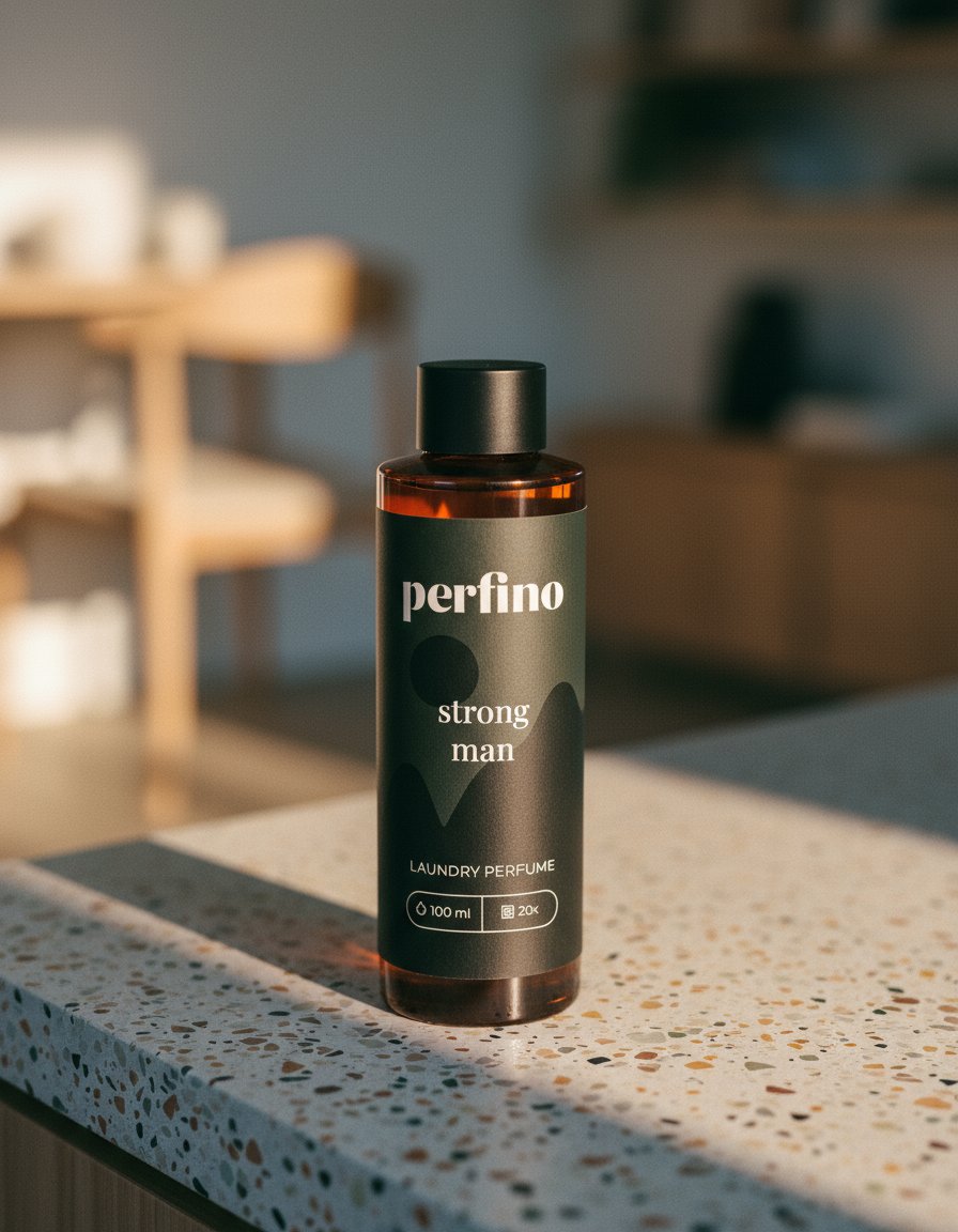 AI product shot of Parfém na praní Strong Man