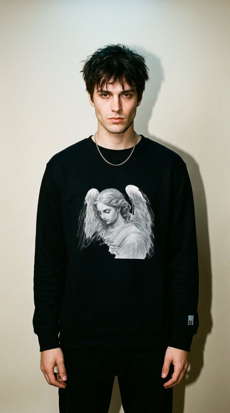 AI product shot of Angelic Premium Sweatshirt