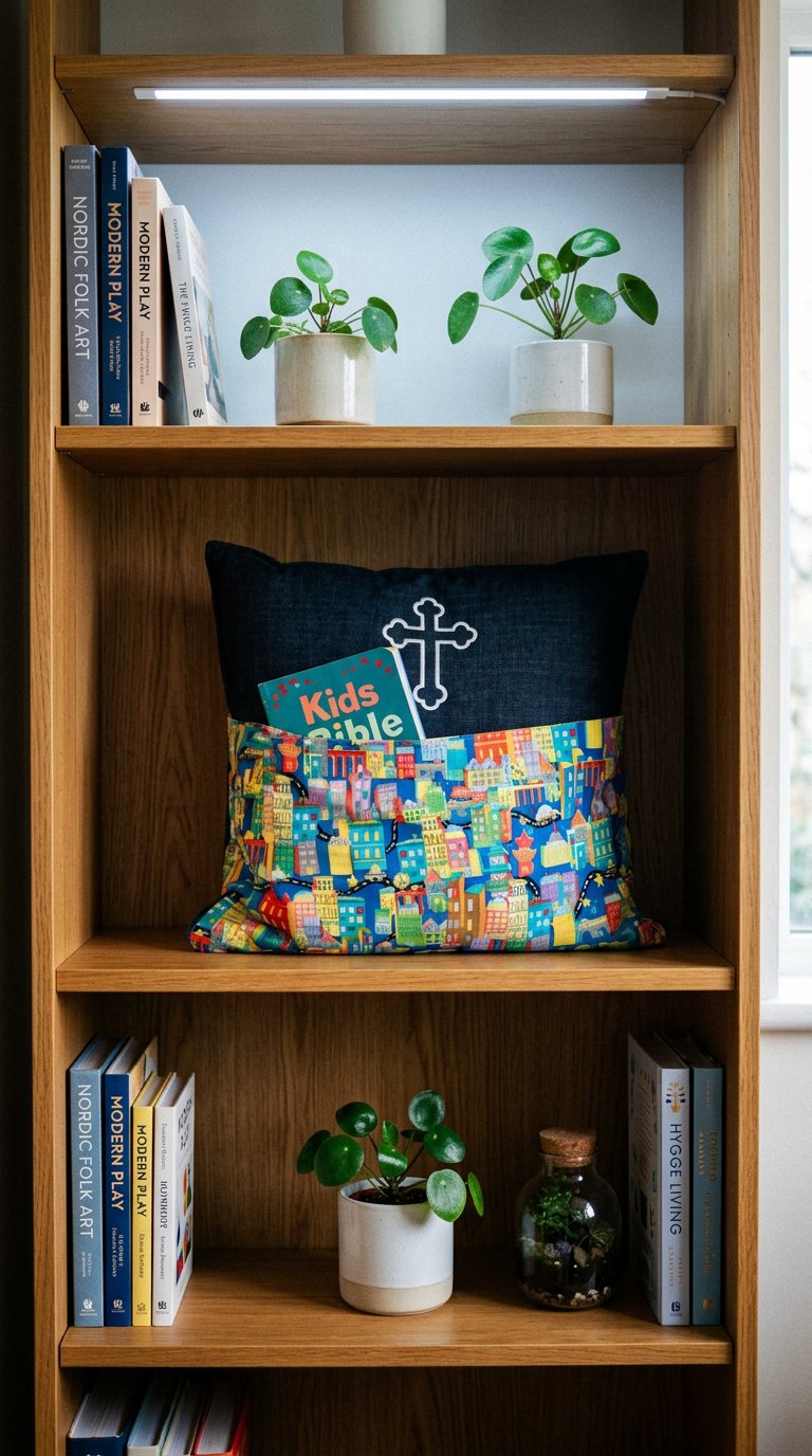 AI product shot of Bible Time Cushion - City Black