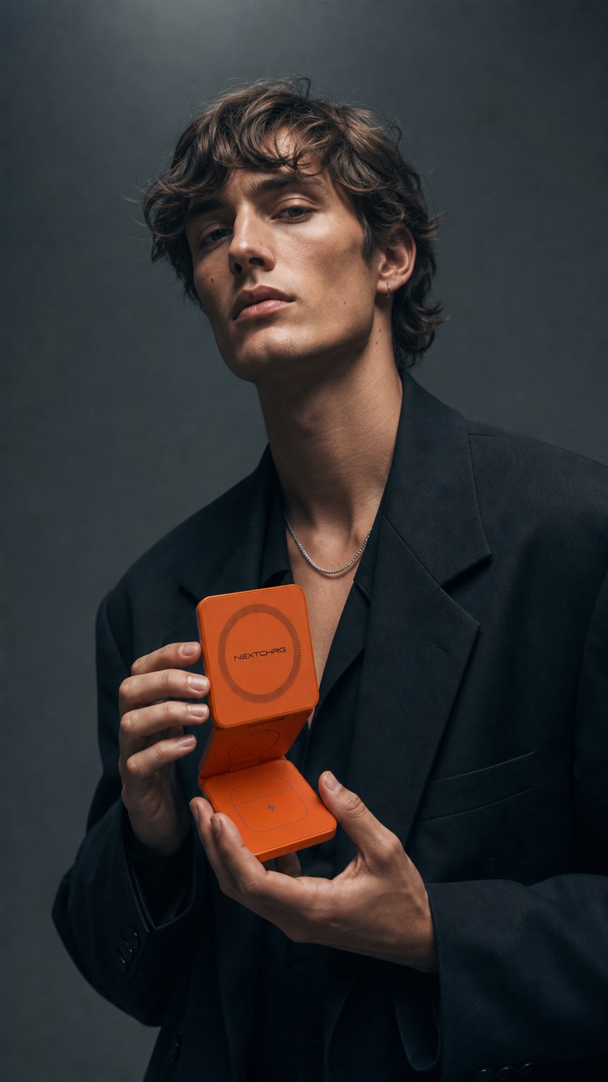 AI product shot of 3-IN-1 CHARGER - ORANGE