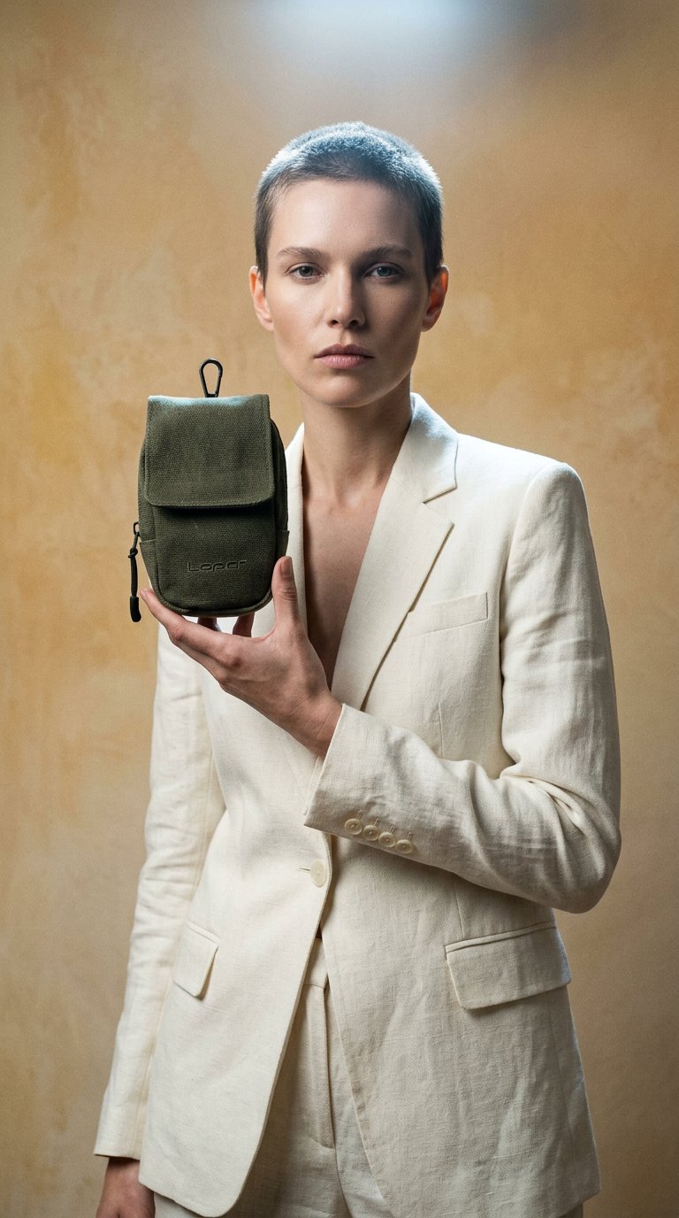 AI product shot of Waxed Canvas Rangefinder Case