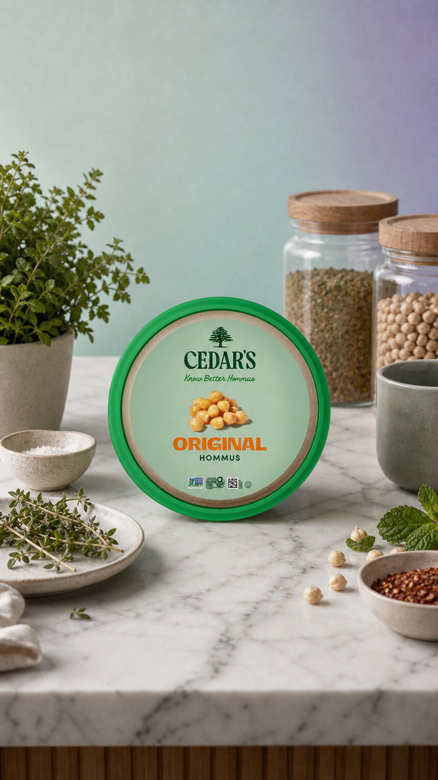 AI product shot of Cedar's The Original Hommus™
