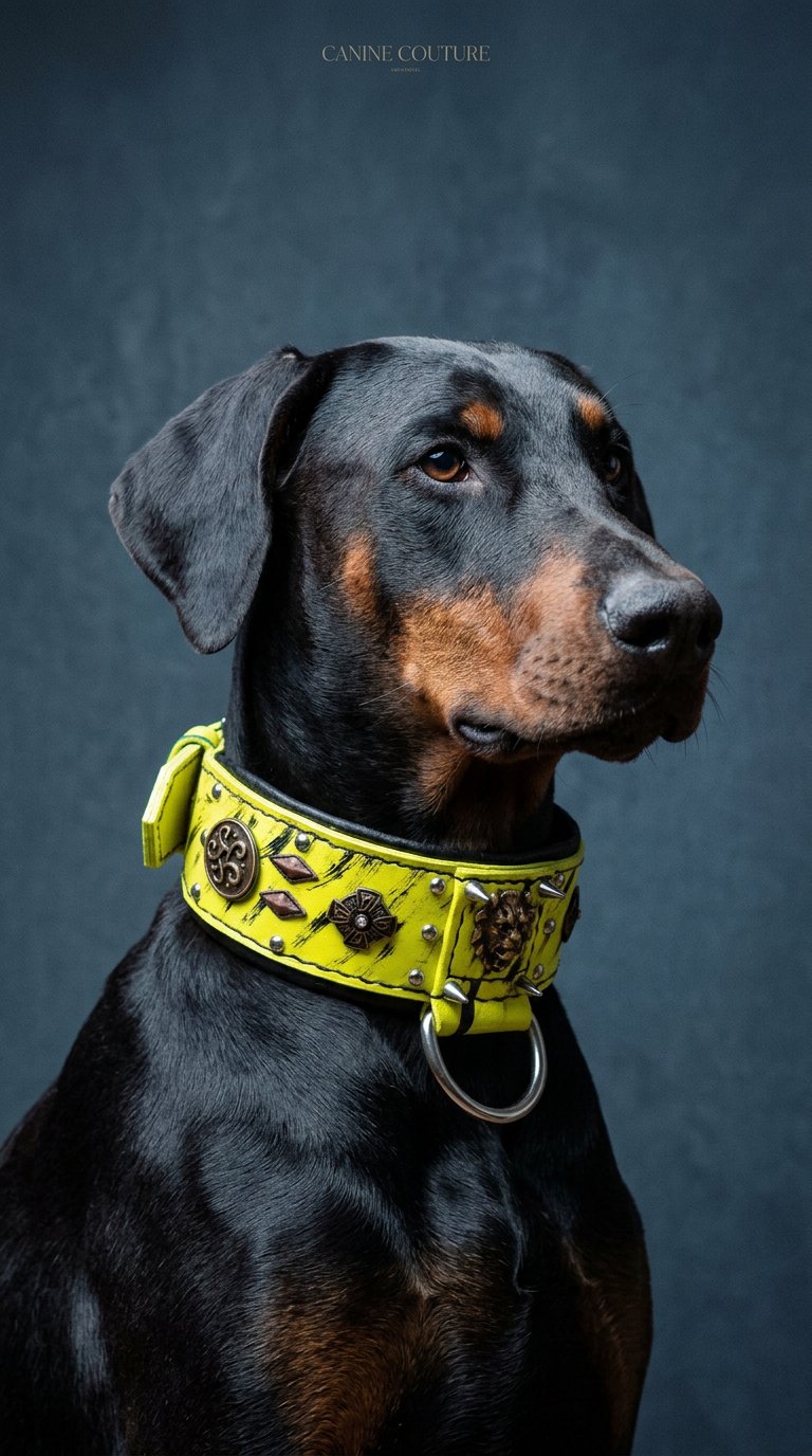 AI product shot of High Voltage Leather Dog Collar