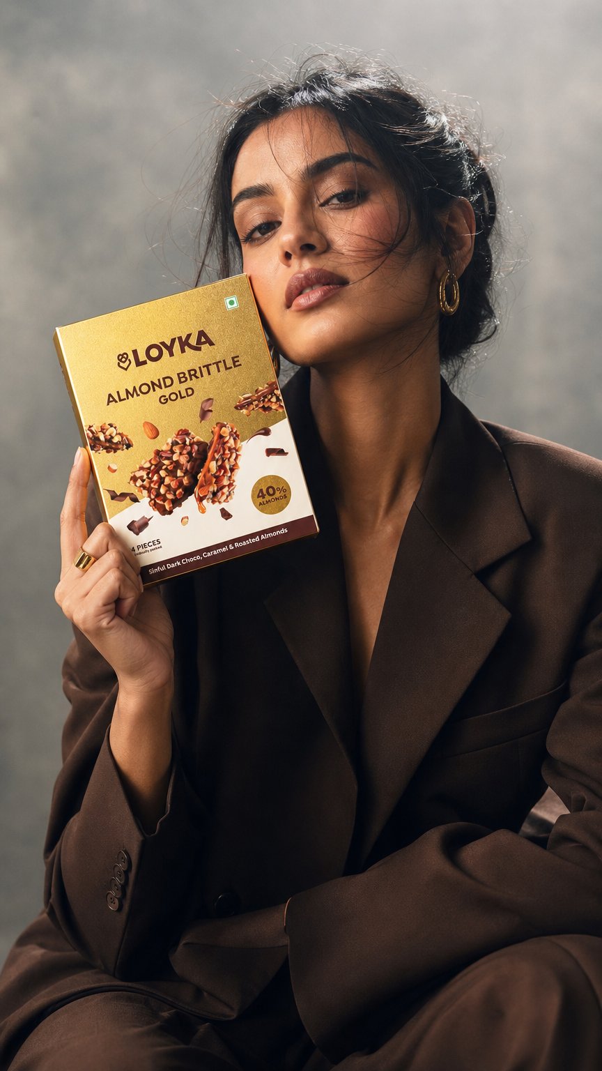 AI product shot of Almond Brittle Gold 14 Pcs Box