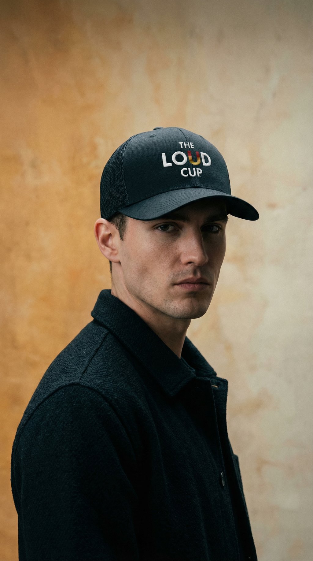 AI product shot of LoudCup Ball Cap