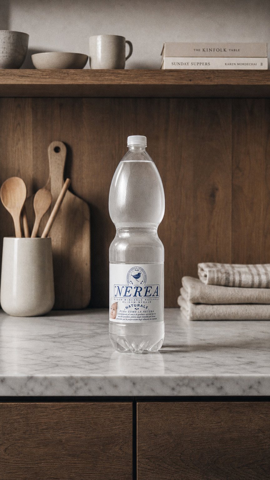 AI product shot of Acqua Nerea Naturale da 1,5 litri in plastica-PET - Scegli il numero di casse