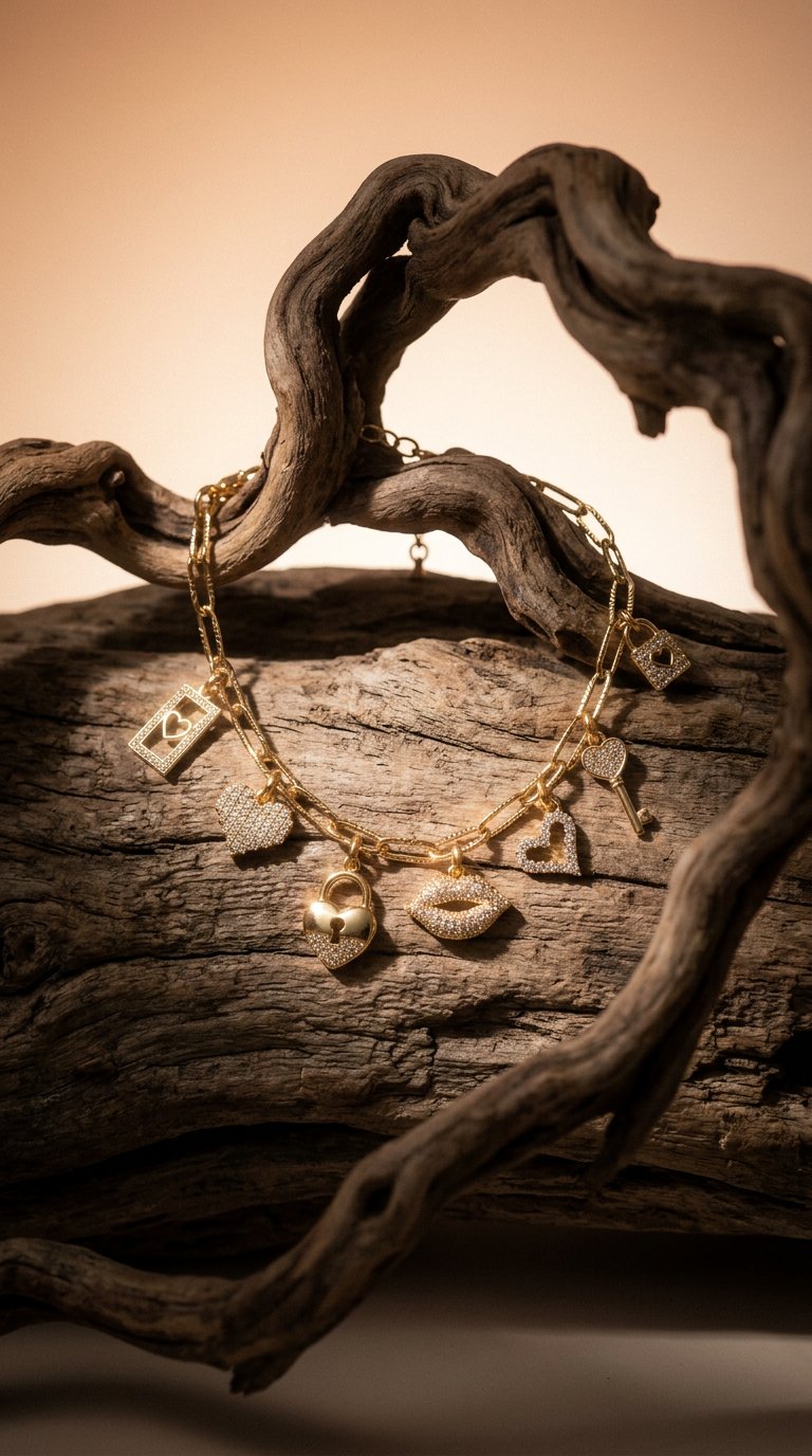 AI product shot of Key to my heart - bedelarmband
