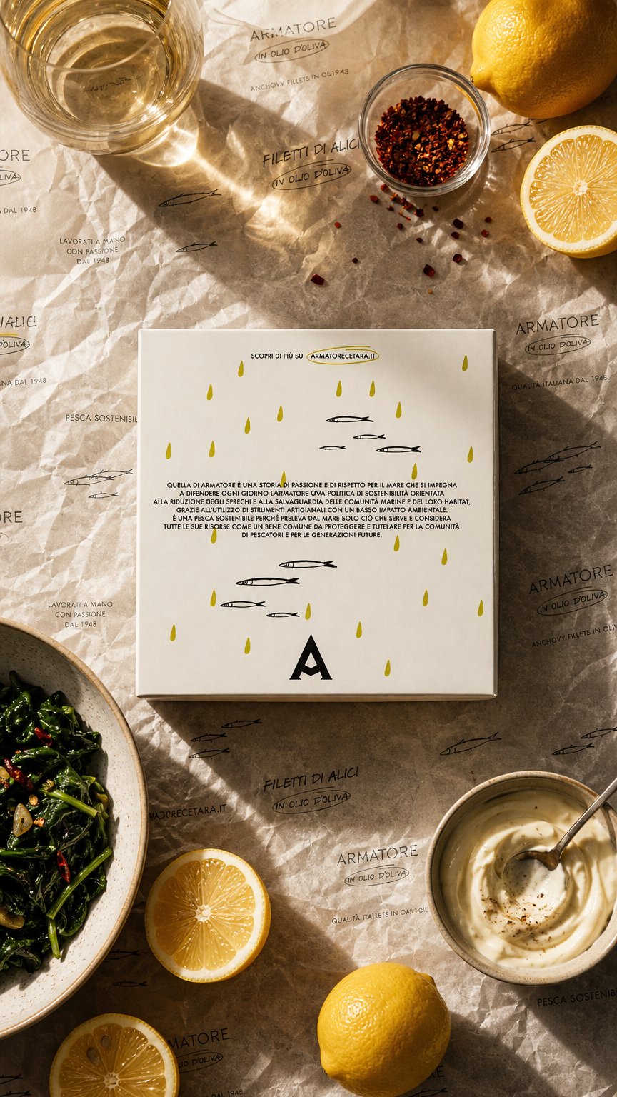 AI product shot of FILETTI DI ALICI IN OLIO