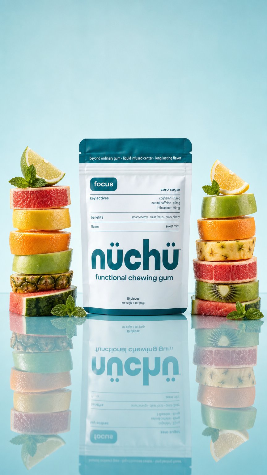 AI product shot of Nüchü Focus Sweet Mint
