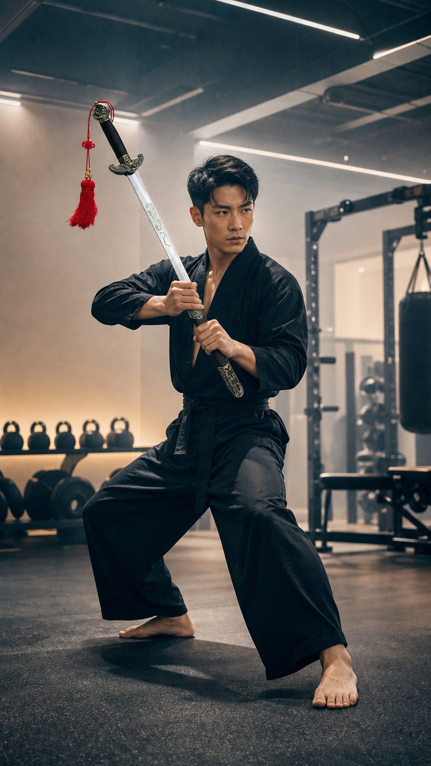 AI product shot of Antique Wushu Tai Chi Sword - (D490-C12)
