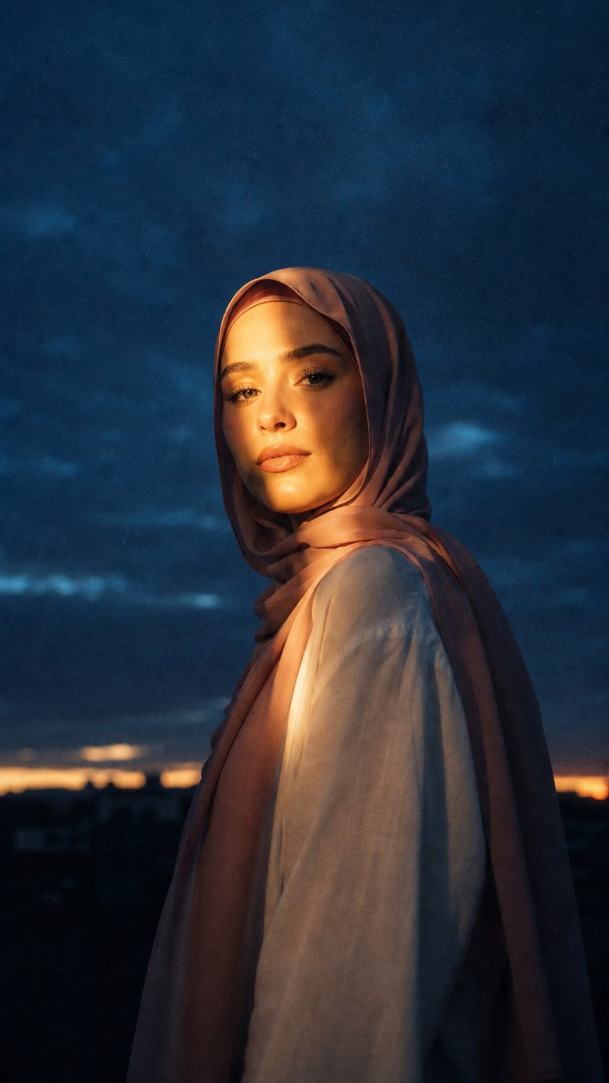 AI product shot of Blush — Instant Chiffon Hijab with Built-in Magnets