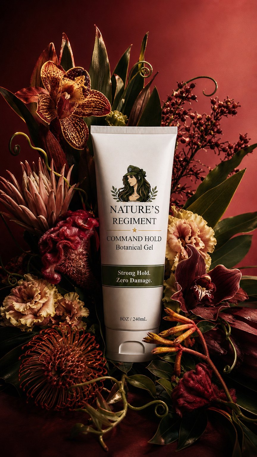 AI product shot of COMMAND HOLD Botanical Gel