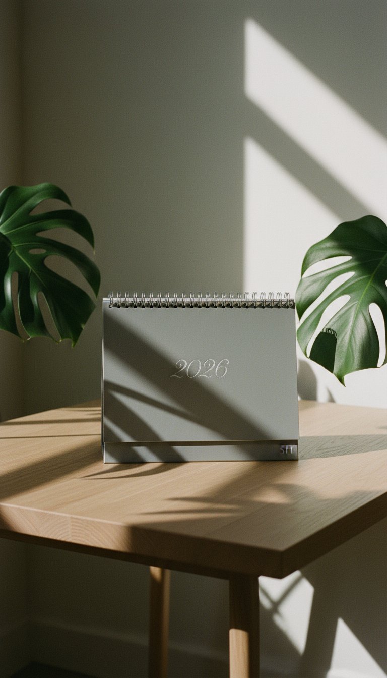 AI product shot of Personalised 2026 Desk Calendar - Grey