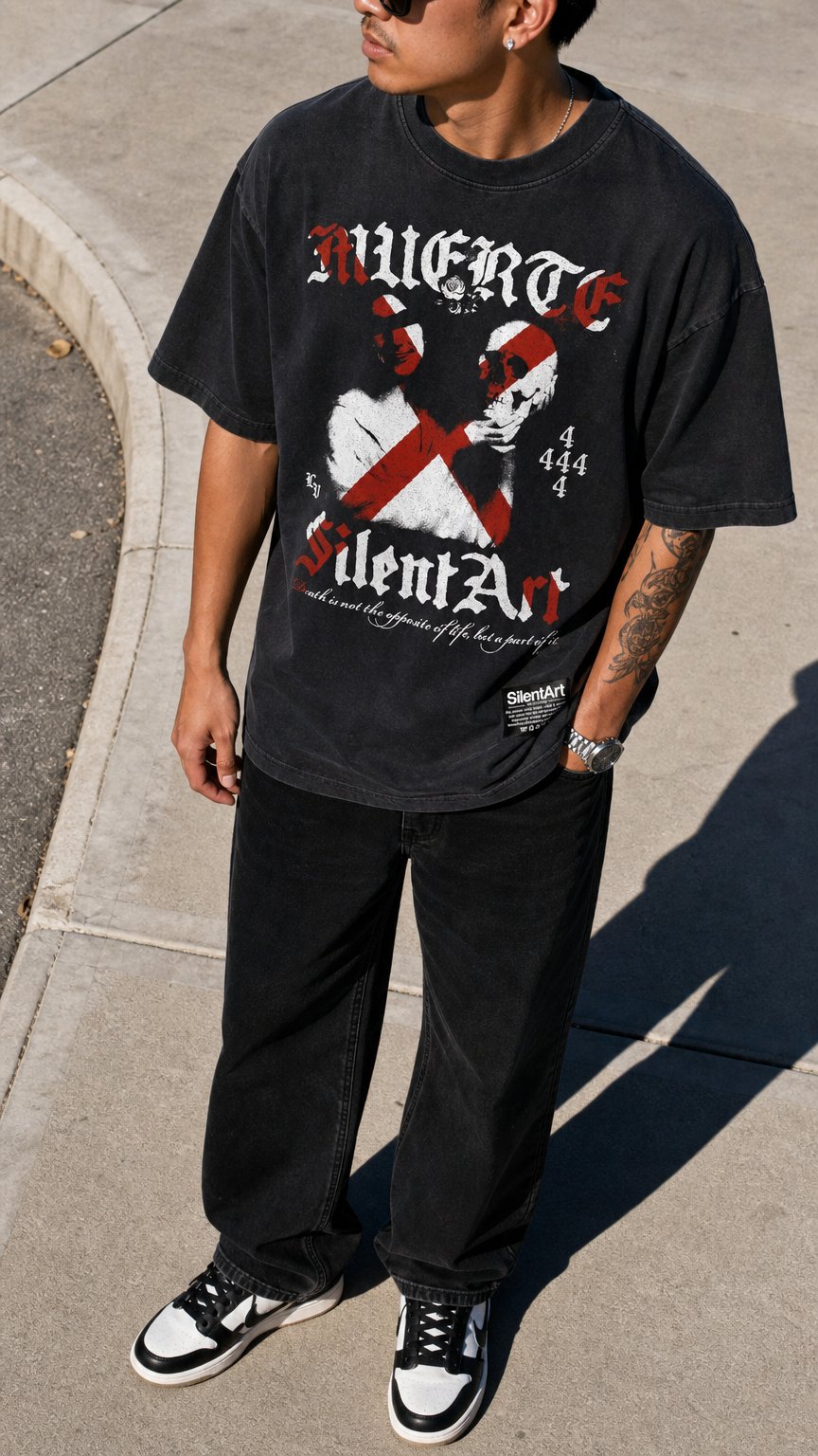 AI product shot of La Muerte Tee