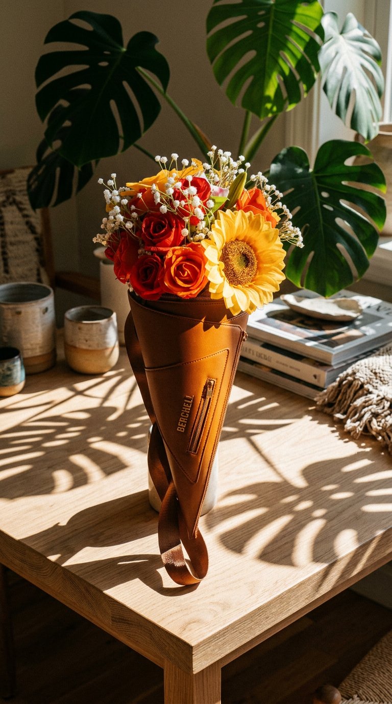 AI product shot of Berchell Bouquet Bag - Cocoa & Sunflower