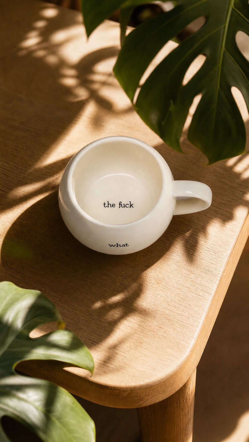 AI product shot of What... The Fuck ? Ball Mug