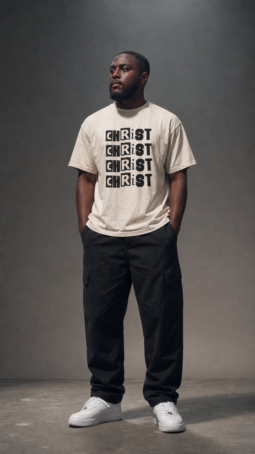 AI product shot of "Christ Christ" Tee