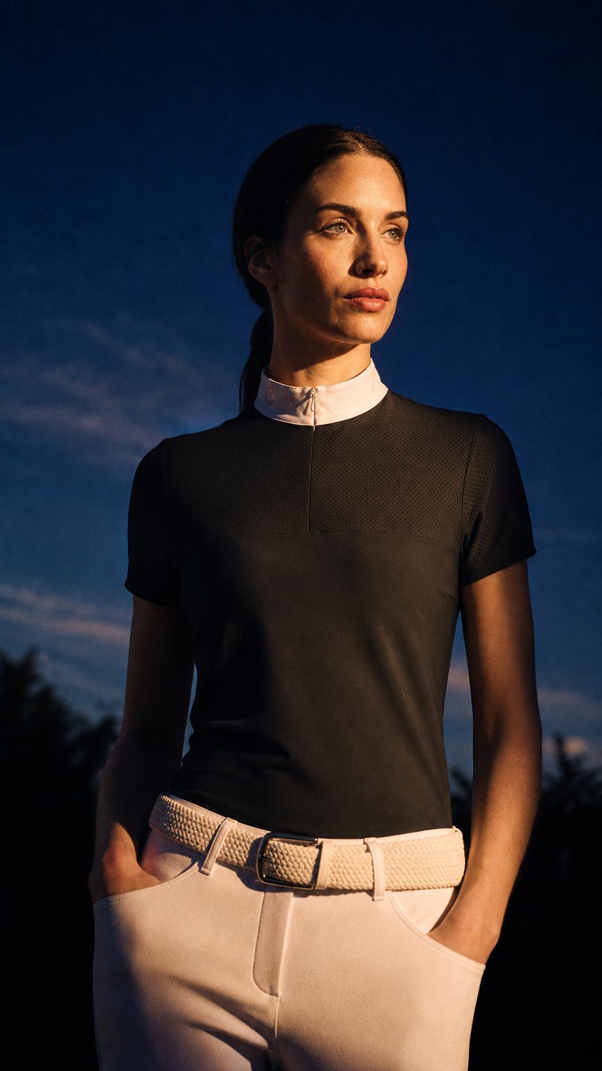 AI product shot of Perforated Jersey Inserts S/S Shirt - Charcoal