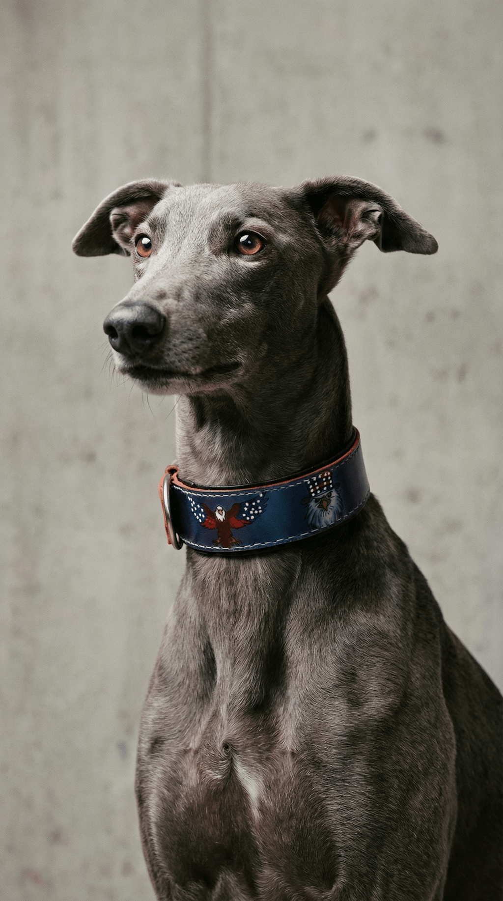 AI product shot of American Eagle Color-Shift Leather Dog Collar