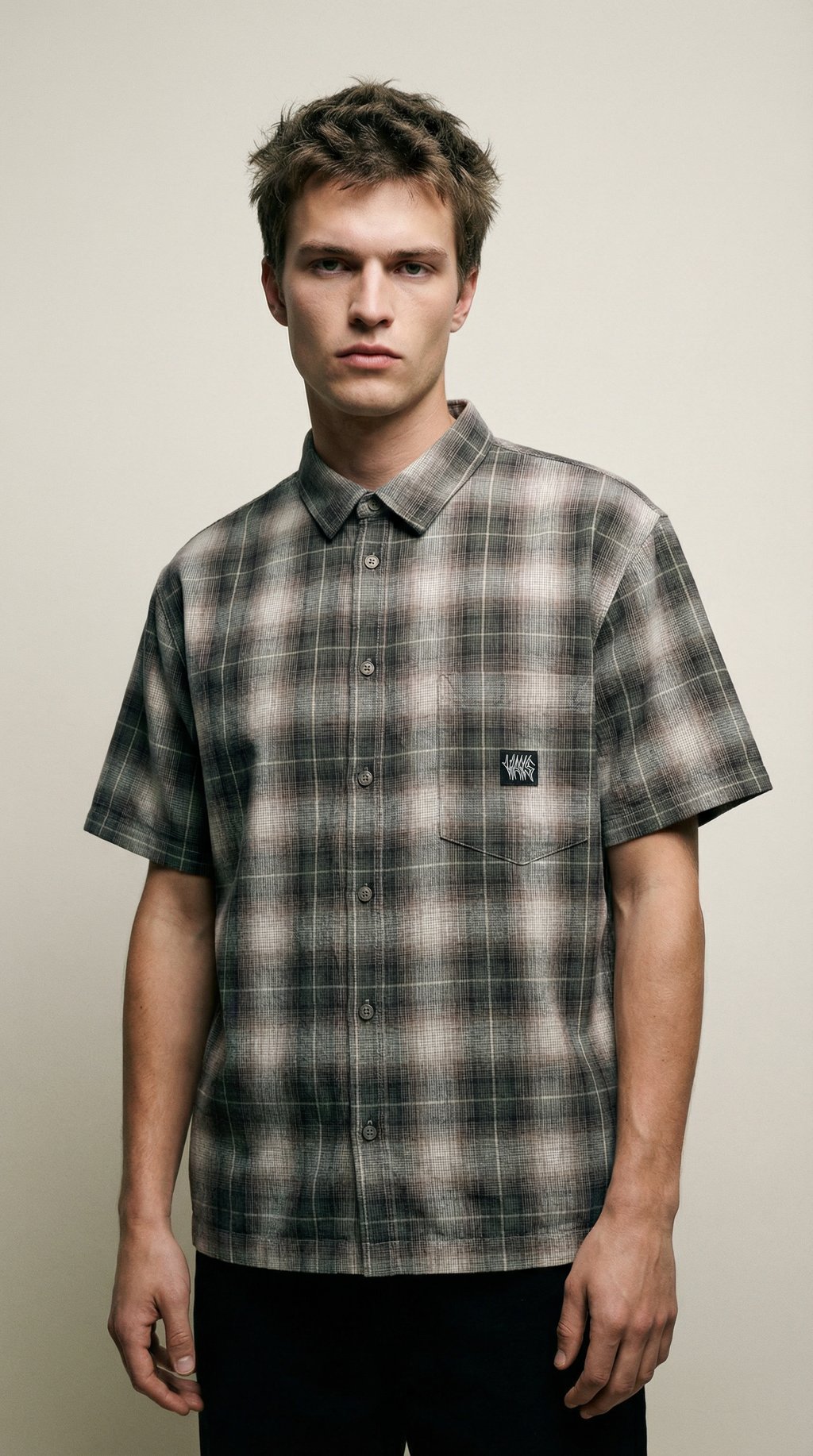 AI product shot of Vans Skate Plaid Shirt Walnut