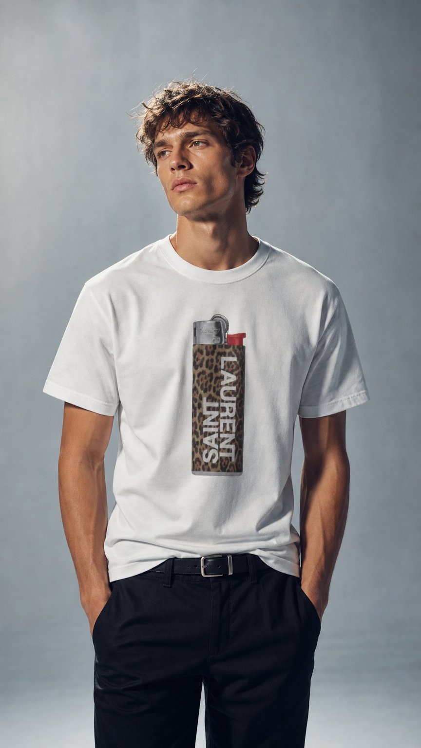 AI product shot of Léopard lighter Graphic tee shirt